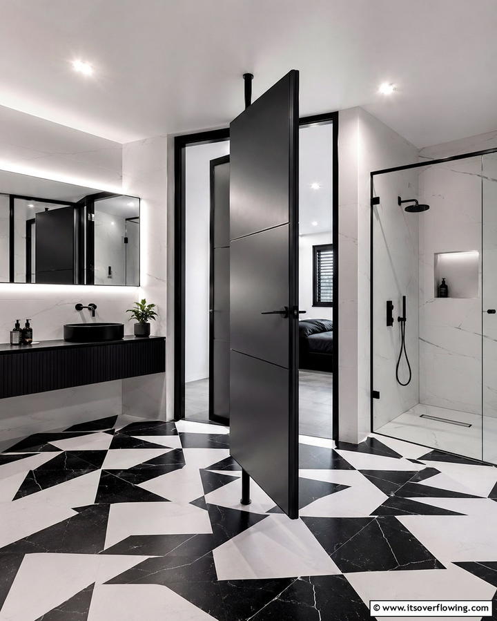Pivot Doors - 25 Bathroom Door Ideas to Enhance Your Space