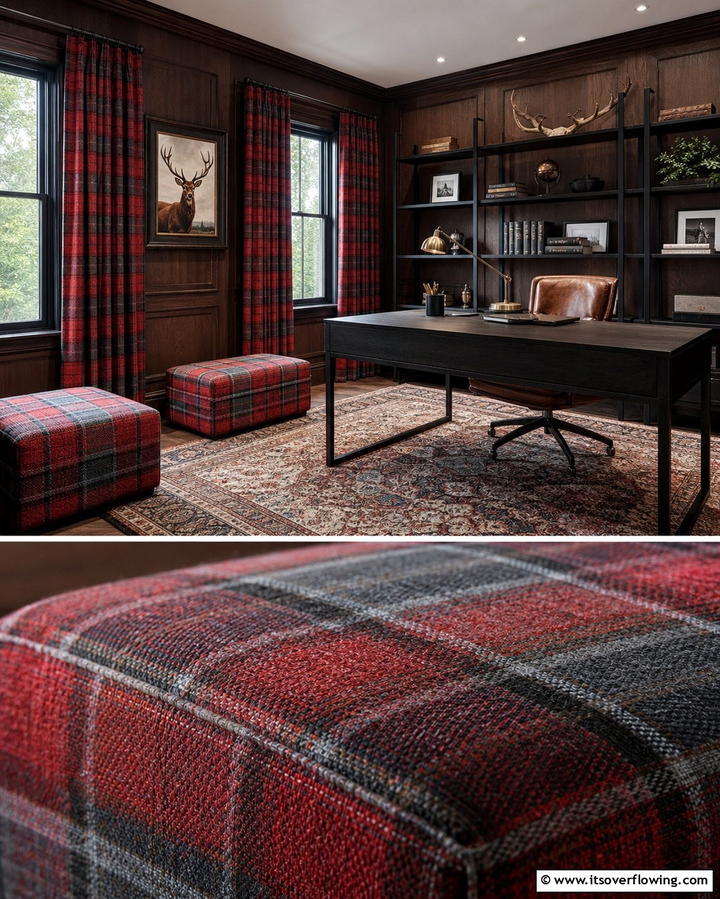 Plaid Patterns for Textiles - 25 Hunting Room Ideas for the Ultimate Sportsman’s Retreat