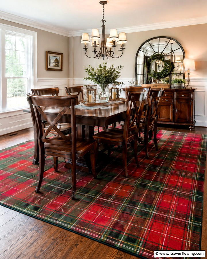 Plaid Rugs for a Cozy Feel - 30 Dining Room Rug Ideas to Anchor Your Table Setting