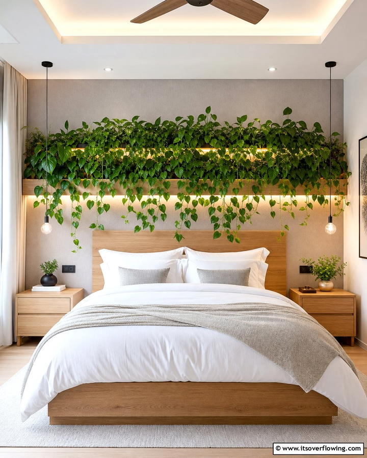 Plant Clad Headboards - 25 Plant Room Ideas for a Green Oasis at Home