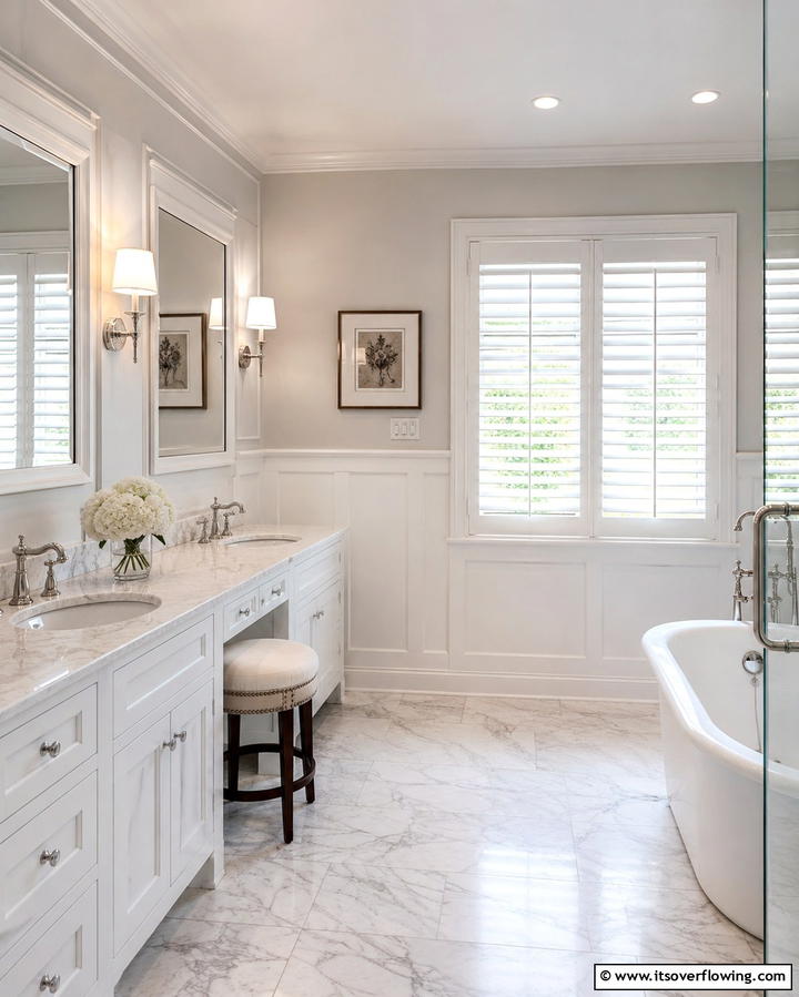 Plantation Shutters for Timeless Elegance - 25 Beautiful Bathroom Window Treatment Ideas for Privacy