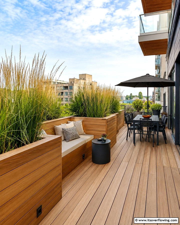 Planter Bench Dividers - 30 Balcony Privacy Ideas for Secluded Outdoor Spaces
