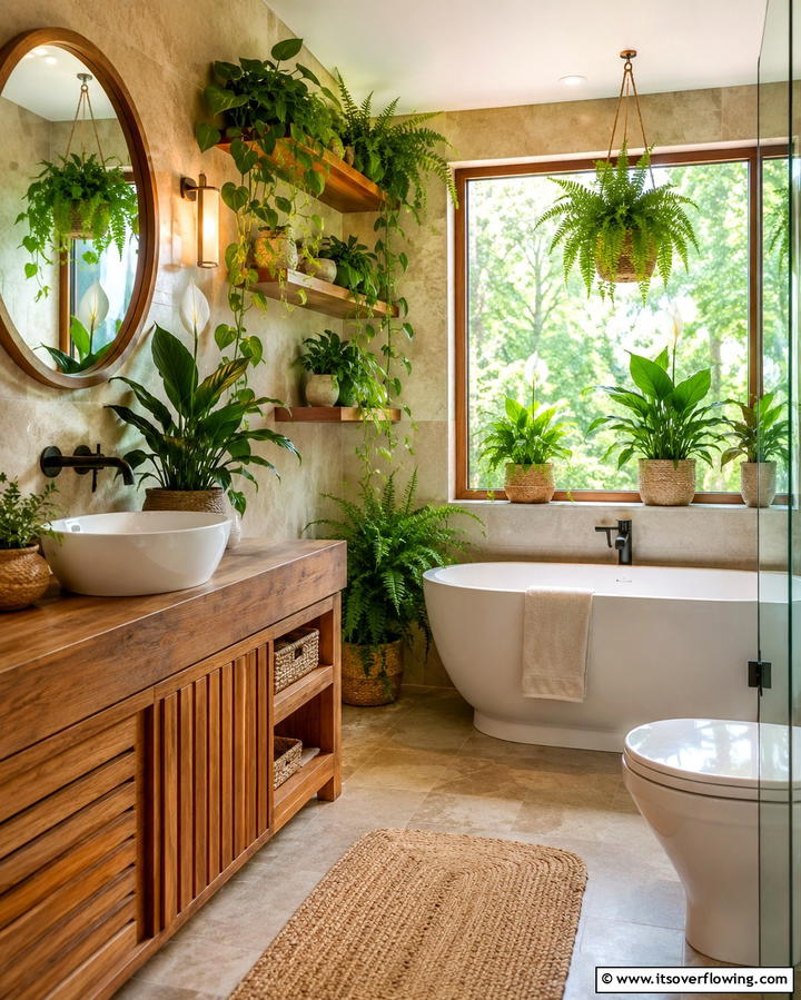 Plants and Greenery to Bring Life Indoors - 25 Earthy Bathroom Ideas for a Natural Retreat
