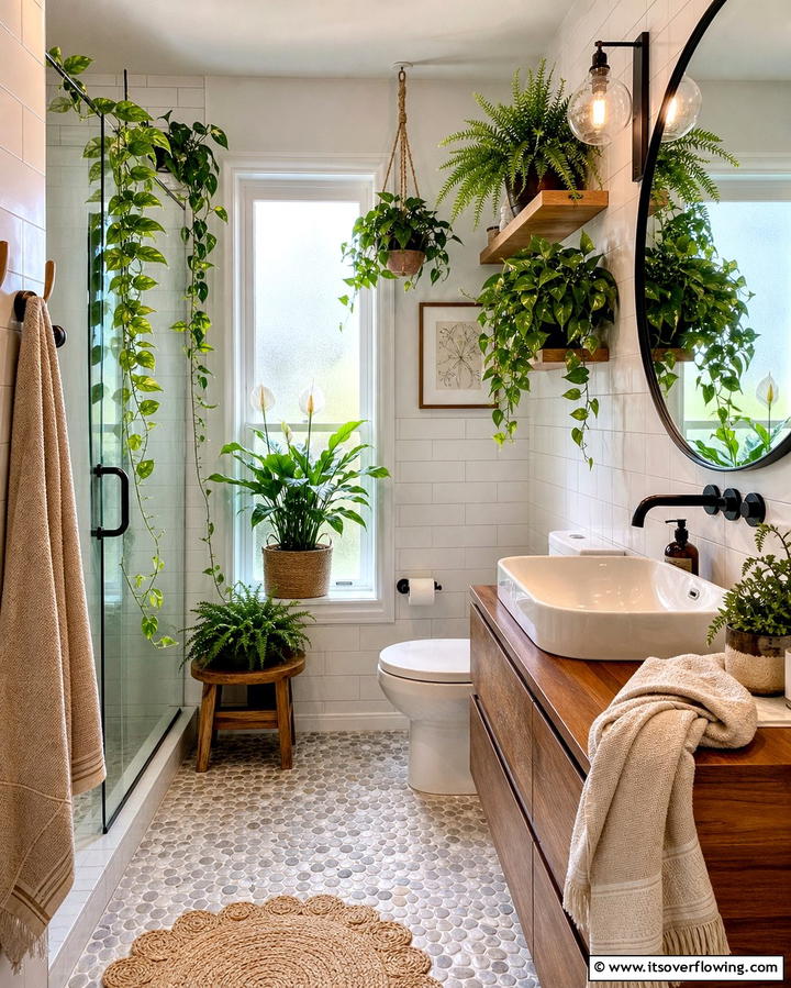Plants for a Fresh Natural Touch - 25 Cozy Bathroom Ideas for a Relaxing Space