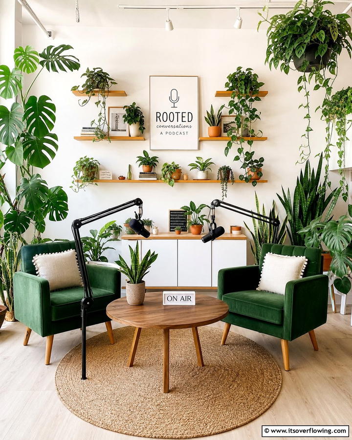 Plants for a Fresh and Inviting Atmosphere - 25 Podcast Room Ideas for a Professional Setup