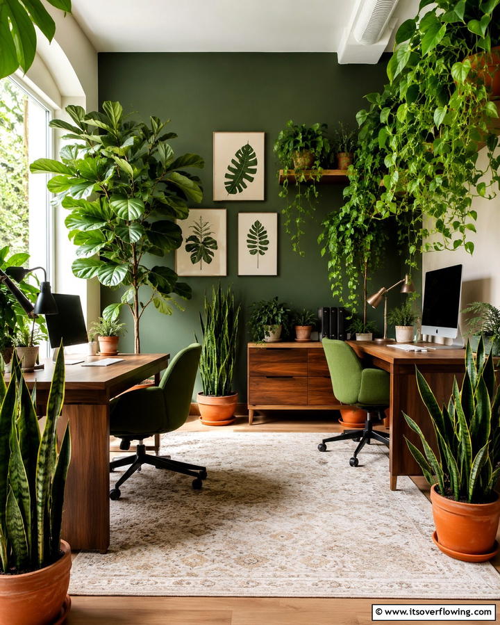 Plants for a Refreshing Ambiance - 25 Home Office for Couples Ideas and Designs