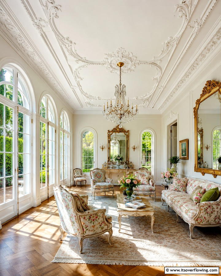 Plaster Ceiling with Moldings - 20 Sunroom Ceiling Ideas for a Stunning Overhead View