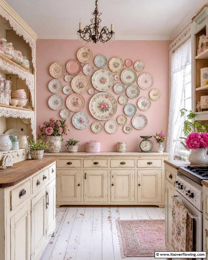 Plate Wall Displays - 20 Shabby Chic Kitchen Ideas for a Vintage Look