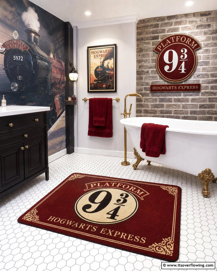 Platform 9 Bath Mat - 20 Harry Potter Bathroom Ideas for Magical Spaces