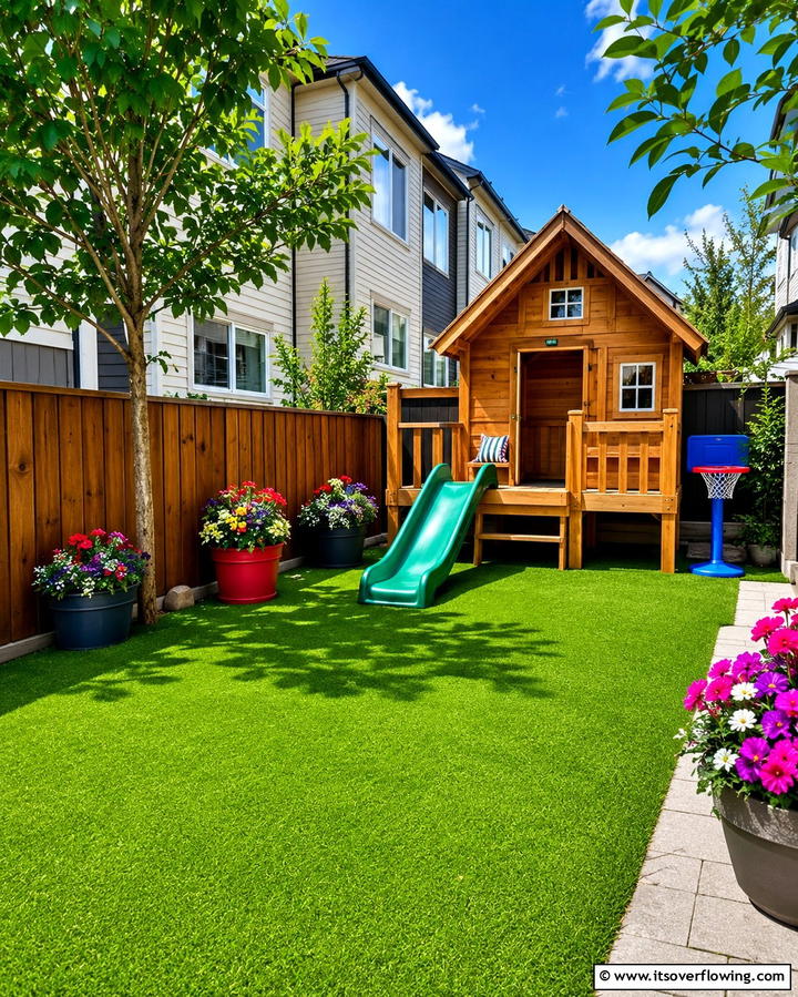 Play Area for Kids - 30 Space-Saving Townhouse Backyard Design Ideas