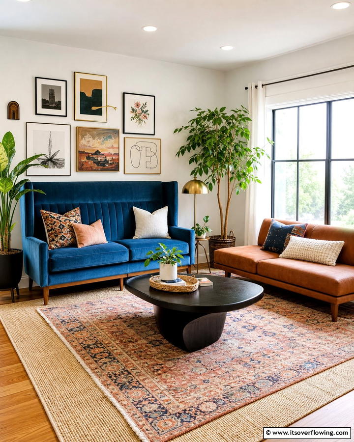 Play with Height Differences - 20 Mismatched Sofas in Living Room Ideas for Eclectic Style