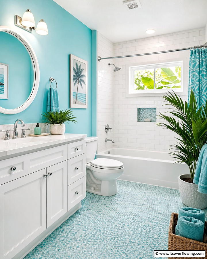 Playful Aqua Splash - 21 Bathroom Color Ideas to Refresh Your Space with Vibrant Hues