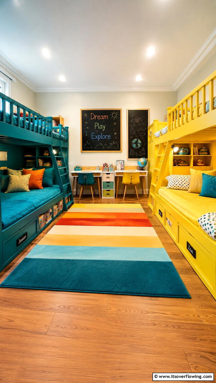Playful Bunk Room for Siblings - 30 Bunk Room Ideas for Fun and Functional Kids’ Spaces