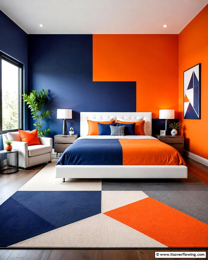 Playful Color Blocking - 25 Colorful Bedroom Ideas to Brighten Your Space
