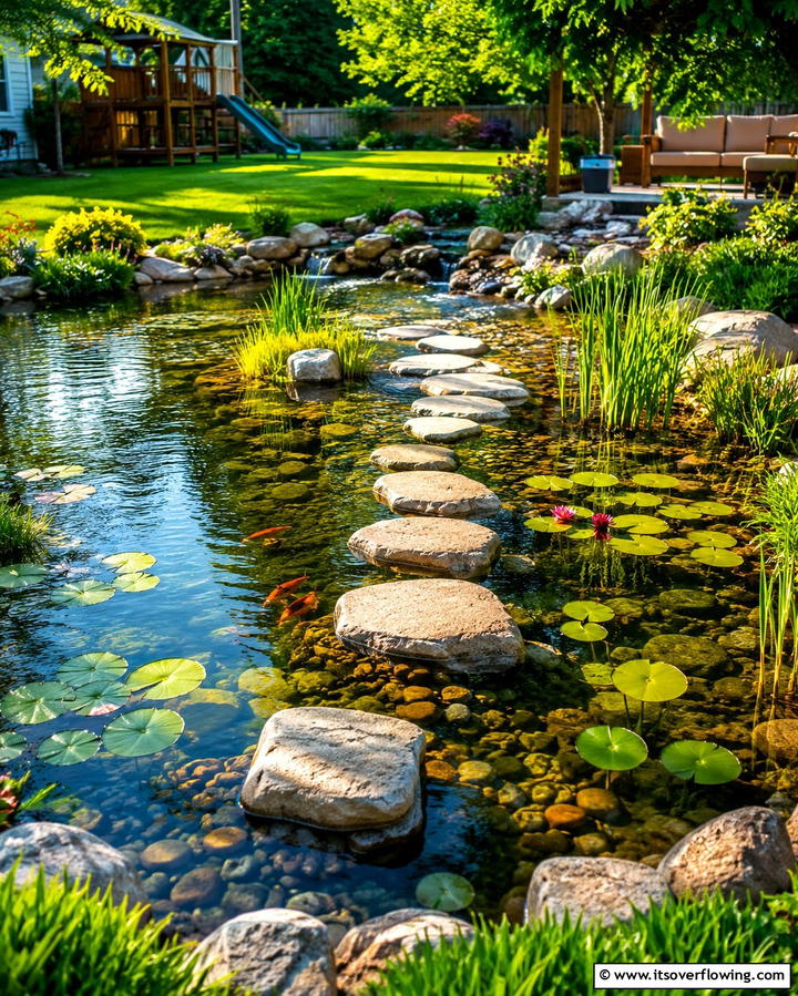 Playful Family Pond - 30 Backyard Pond Ideas for Serene Water Features