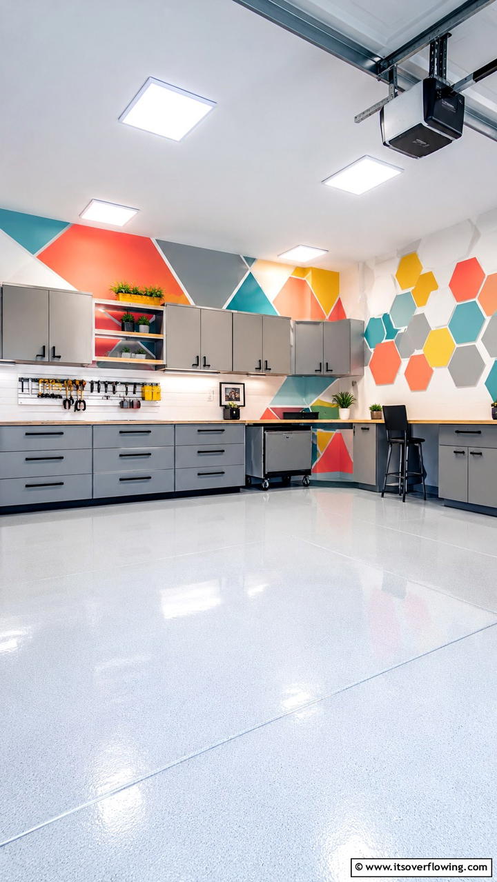 Playful Geometric Shapes - 30 Creative Garage Wall Paint Ideas for a Fresh Look