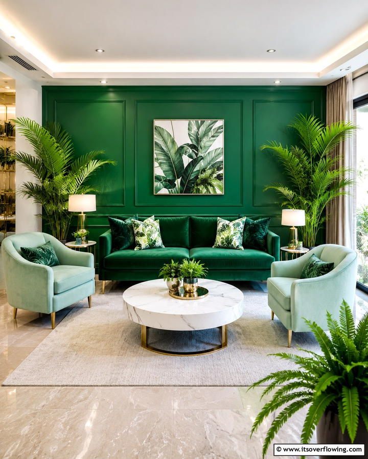 Playful Green Statements - 30 Vibrant Colorful Living Room Inspirations for Bold Interiors