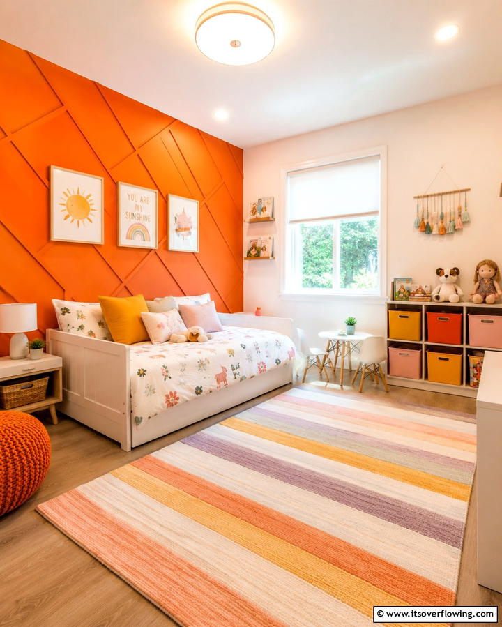 Playful Kids Room Design - 20 Orange Accent Wall Ideas to Brighten Your Space