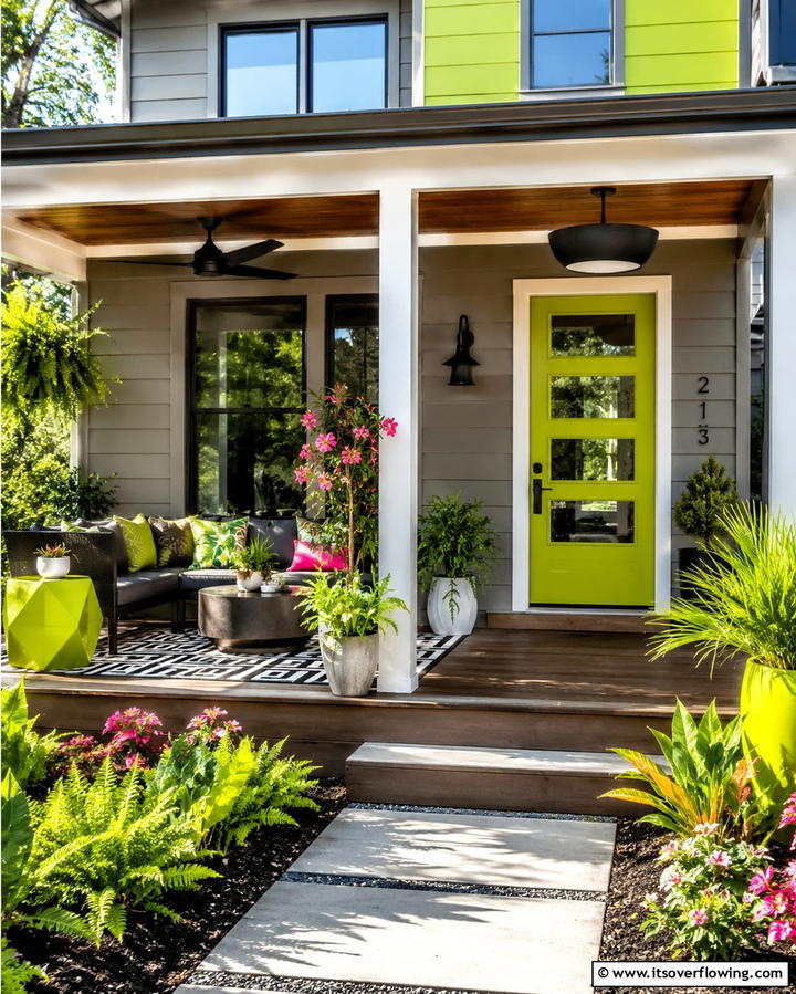Playful Lime for a Pop of Color - 30 Porch Paint Color Ideas for Inviting Entryways