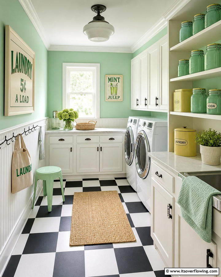 Playful Mint Julep - 30 Laundry Room Paint Ideas to Brighten Chore Time