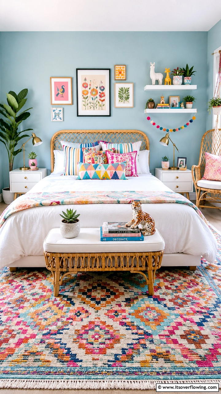 Playful Mix of Accessories - 30 Duck Egg Blue Bedroom Ideas for Serene Spaces