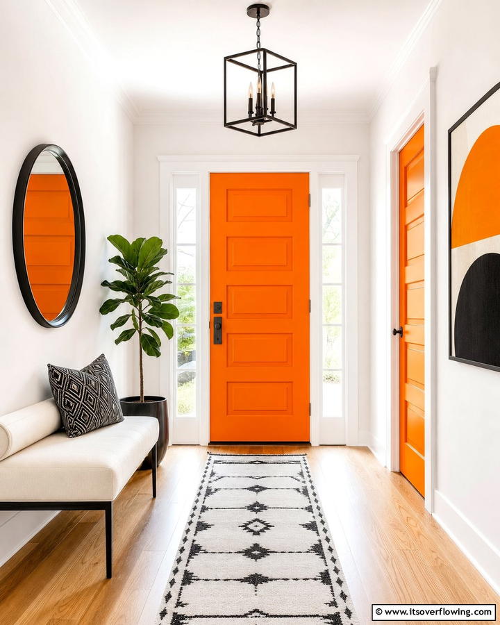 Playful Orange - 30 Interior Door Color Ideas to Refresh Your Home’s Style