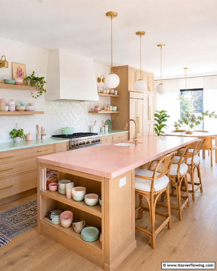 Playful Pastel Hues - 30 Countertop Colors That Harmonize With Oak Cabinets