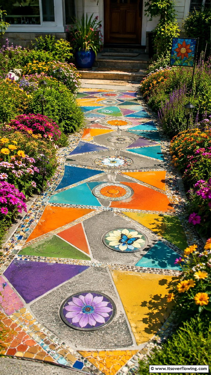 Playful Pathway Art - 30 Front Yard Landscaping Ideas for Stunning Curb Appeal