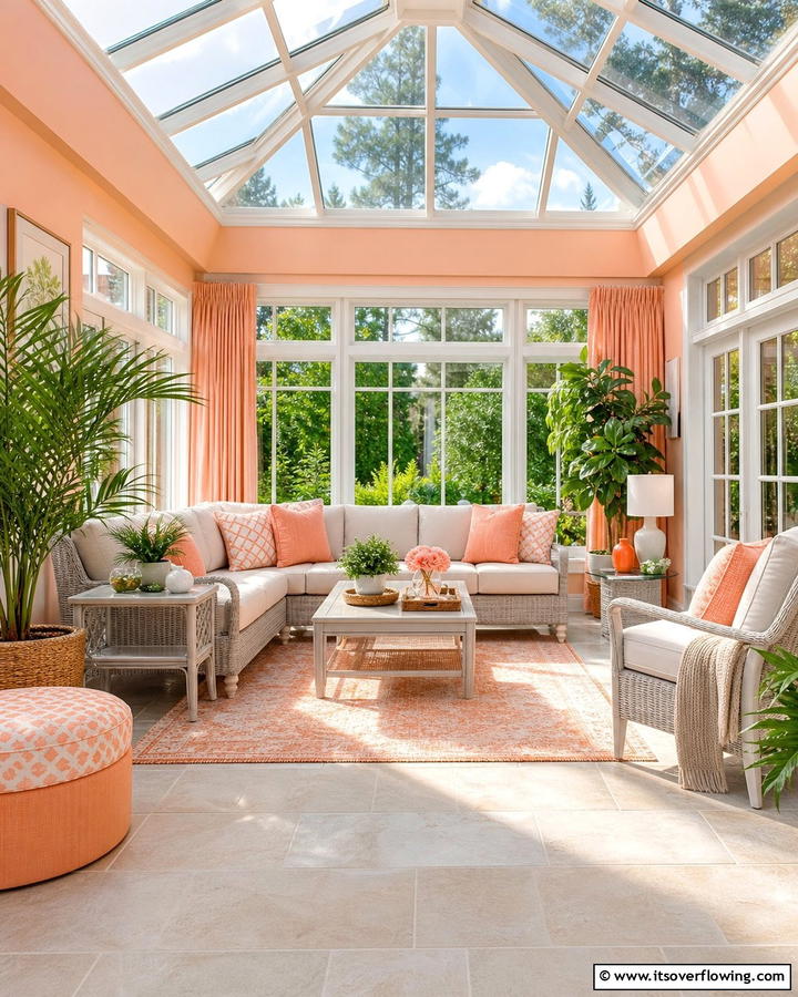 Playful Peach Hues - 20 Sunroom Color Ideas to Brighten Your Space
