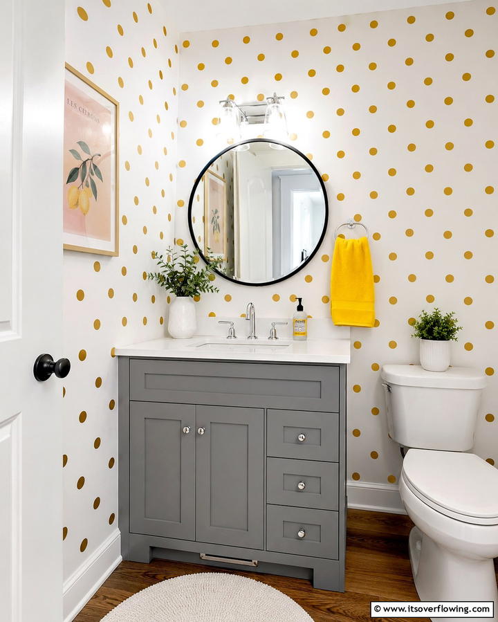 Playful Polka Dots - 25 Powder Room Wallpaper Ideas to Elevate Your Space