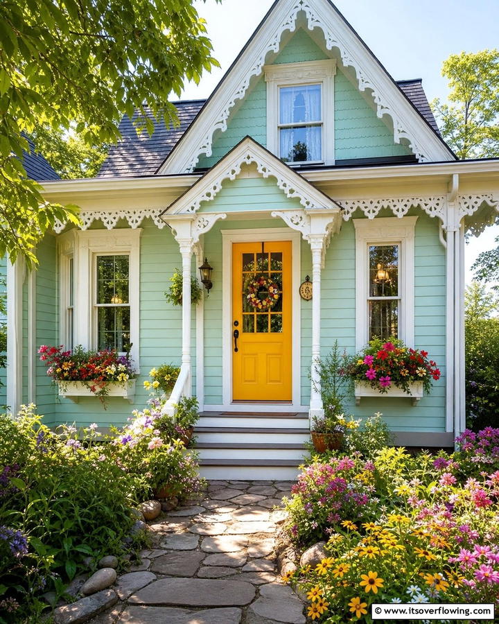 Playful Pop with Pastel Exteriors - 20 Mustard Yellow Front Door Ideas for a Bold Entrance