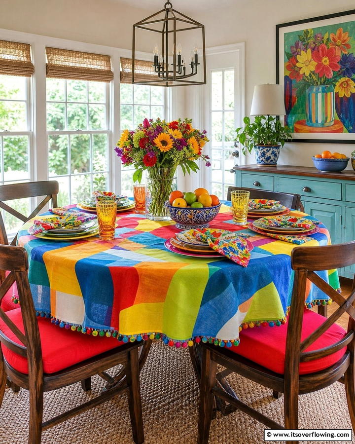 Playful Pops of Color - 20 Round Table Decor Ideas for Stylish Dining Spaces