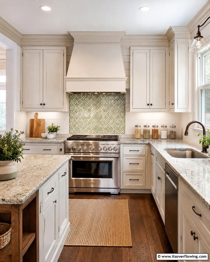 Playful Texture with Celery Green Patterns - 25 Chic Kitchen With Green Backsplash Ideas