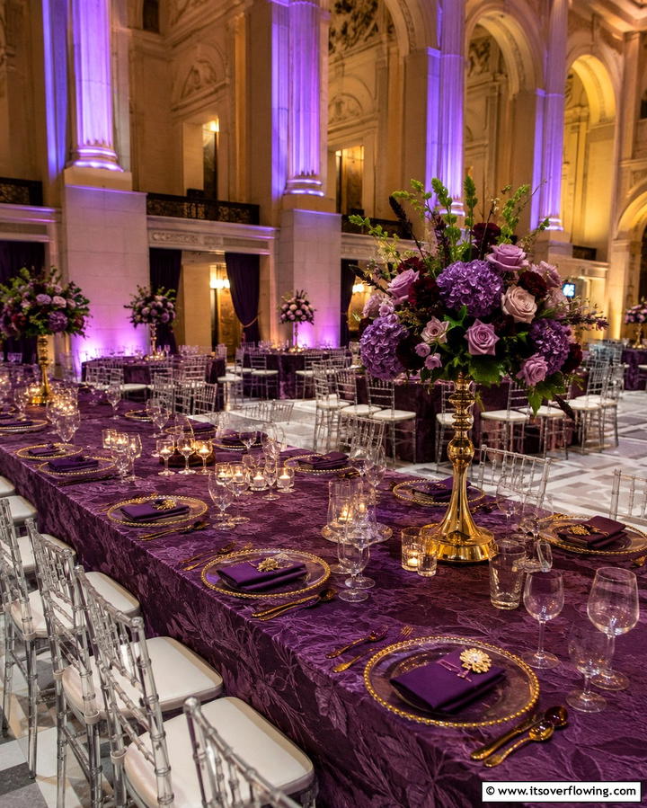 Plum Table Linens - 30 Purple Wedding Theme Ideas for Regal Celebrations