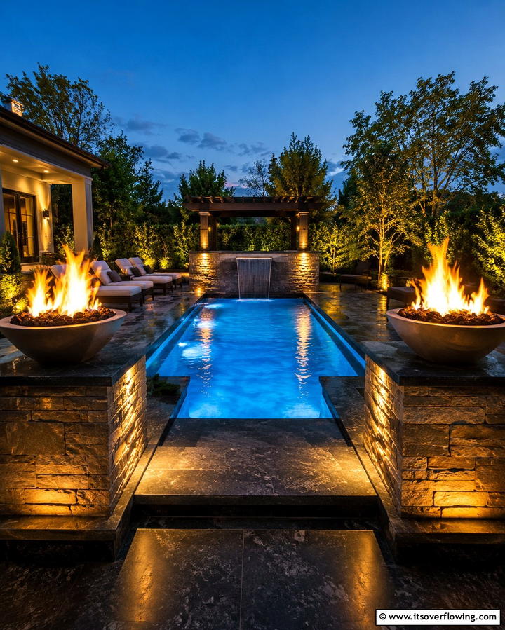 Plunge Pool with Fire Features - 25 Plunge Pool Ideas for a Refreshing Backyard