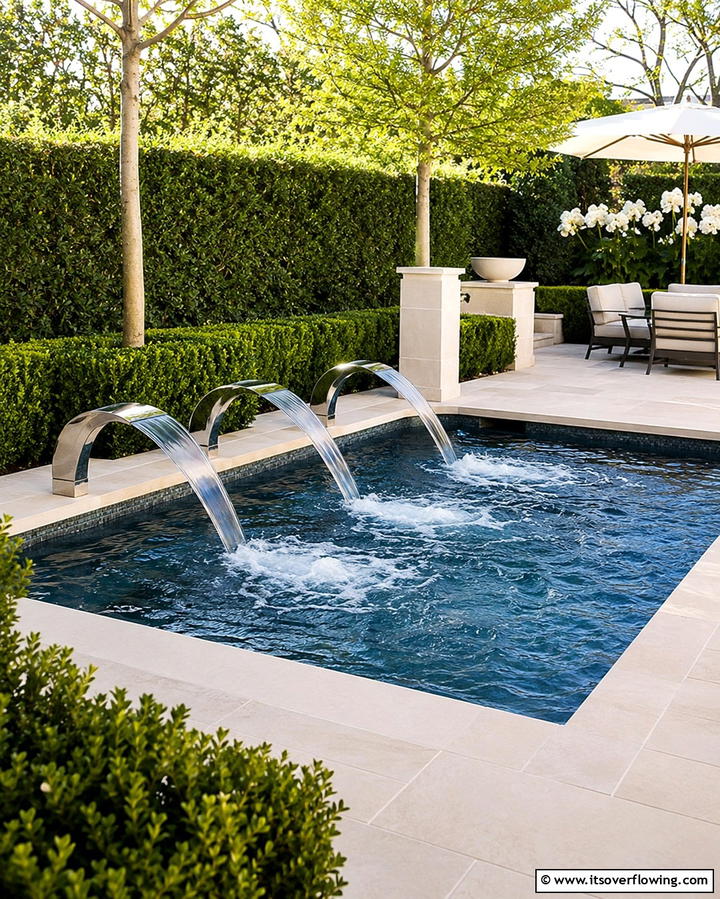 Plunge Pool with Fountains - 25 Plunge Pool Ideas for a Refreshing Backyard