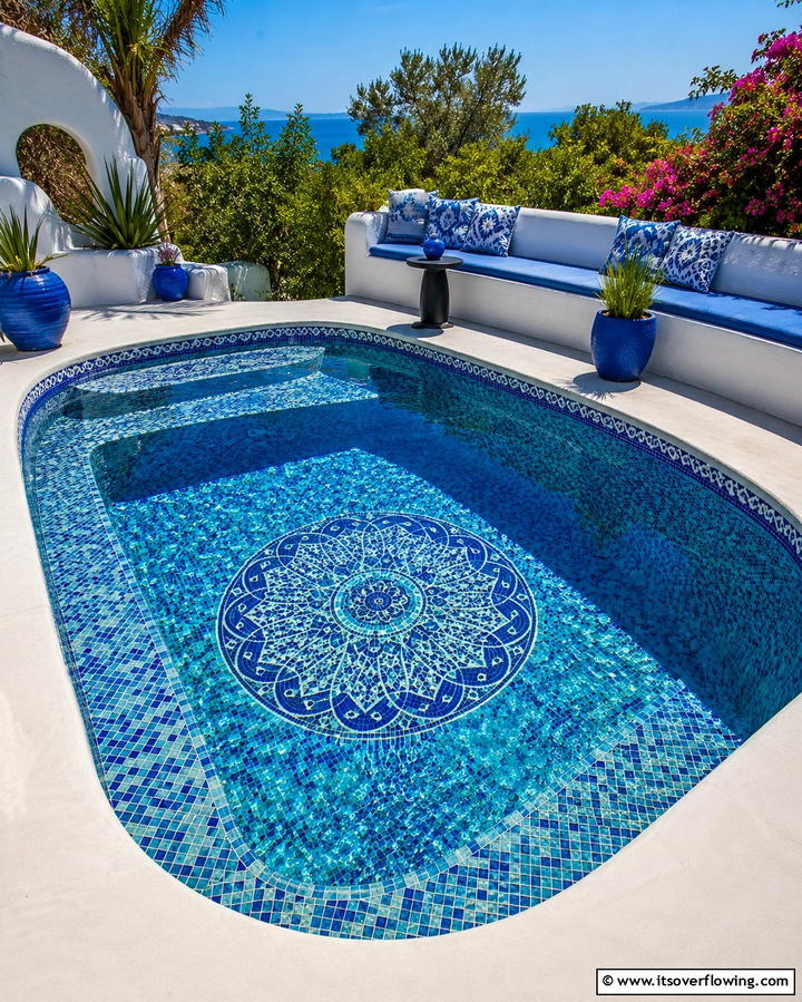 Plunge Pool with Mosaic Tiles - 25 Plunge Pool Ideas for a Refreshing Backyard