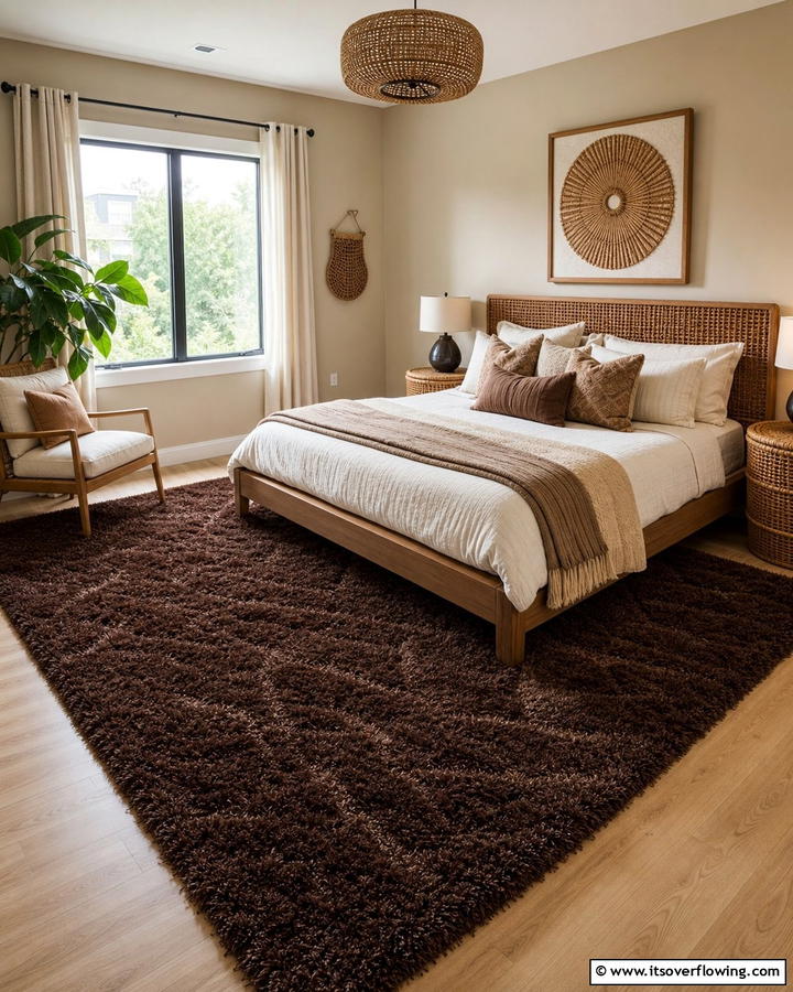 Plush Brown Rugs - 25 Brown Bedroom Ideas for a Warm and Cozy Atmosphere