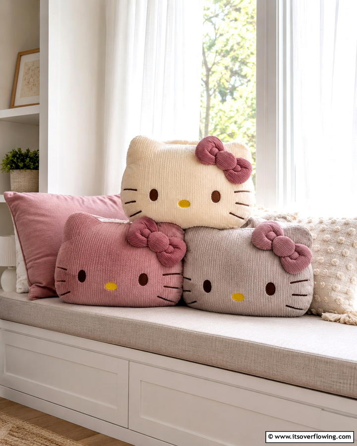 Plush Hello Kitty Pillows for Cozy Accents - 25 Hello Kitty Bedroom Ideas for a Cute and Cozy Space