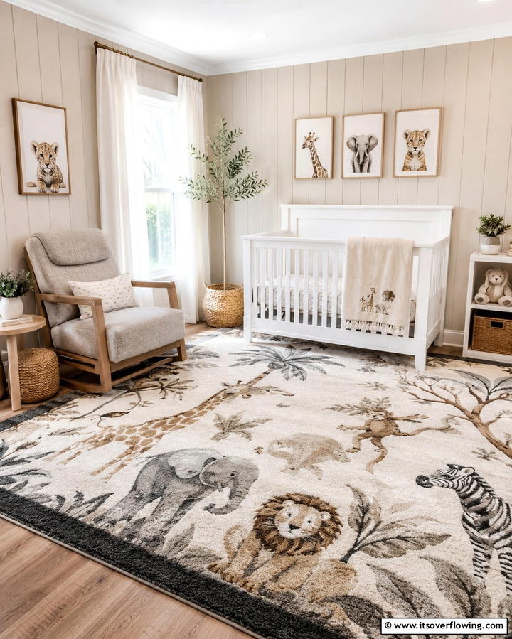 Plush Safari Rugs - 30 Safari Nursery Decor Ideas for Adventurous Baby Rooms