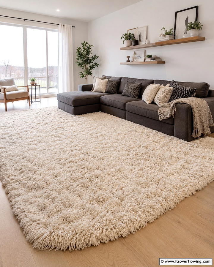 Plush Shag Rugs for Ultimate Comfort - 30 Living Room Rug Ideas to Define Your Space Stylishly
