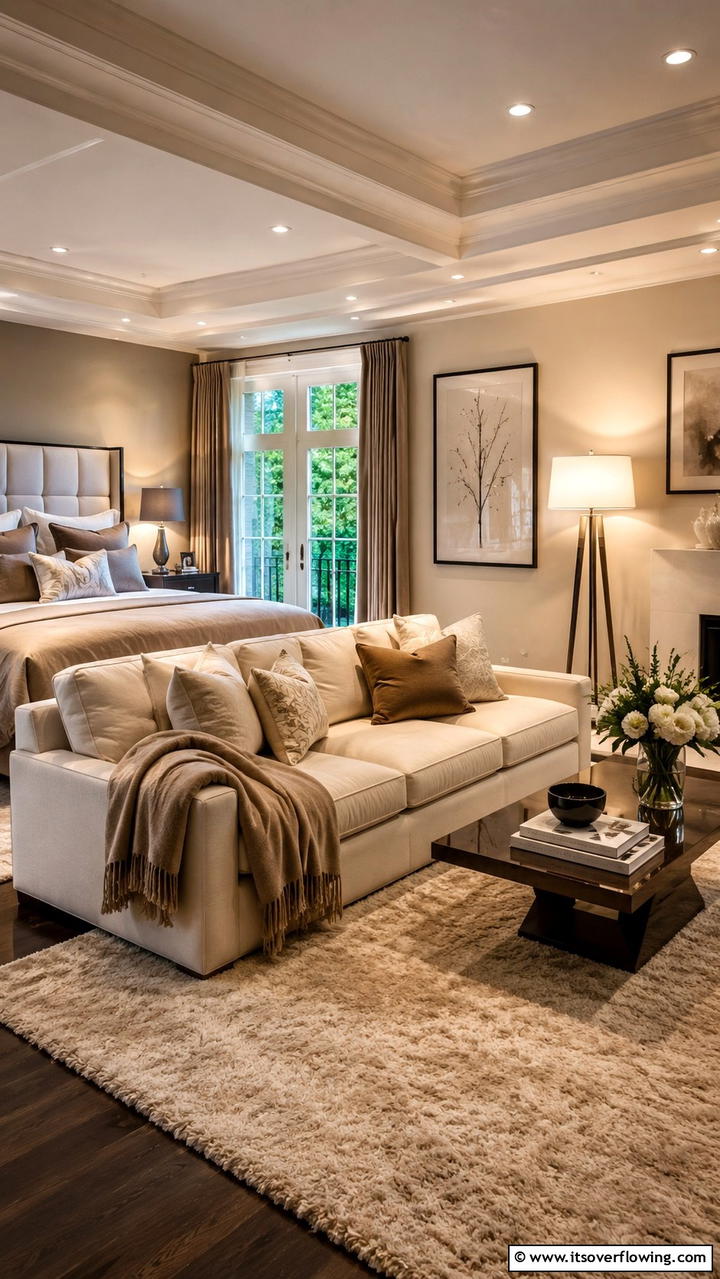 Plush Sofa Retreat - 30 Bedroom Sitting Area Ideas for Relaxation & Style