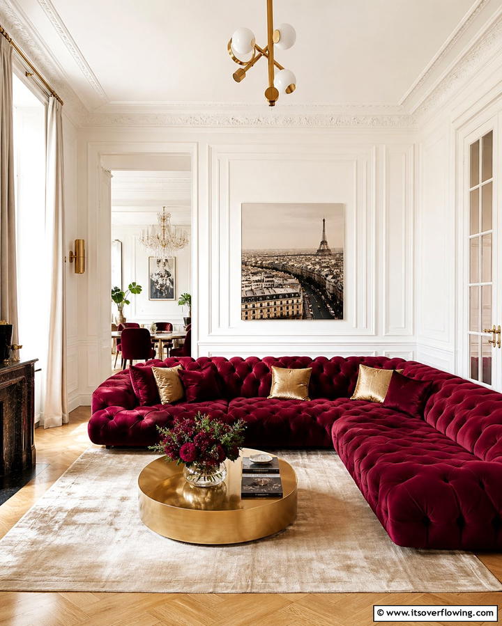 Plush Velvet Furniture - 25 Parisian-style Living Room Ideas for Elegant Homes