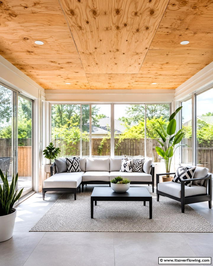 Plywood Ceiling - 20 Sunroom Ceiling Ideas for a Stunning Overhead View