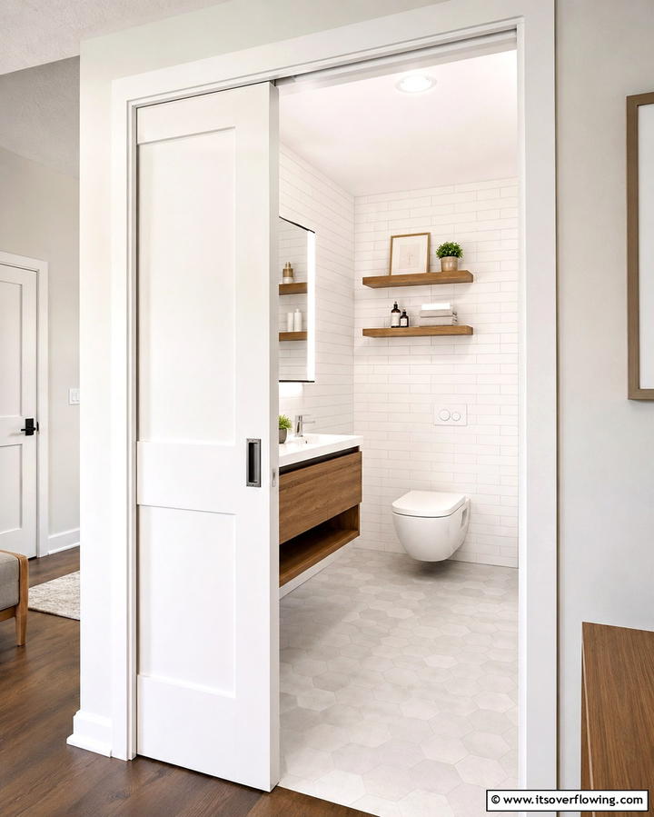 Pocket Door for Space Optimization - 25 Bathroom Door Ideas to Enhance Your Space