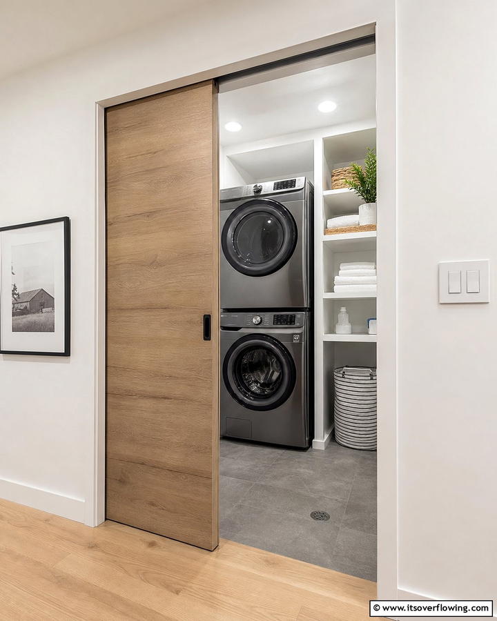 Pocket Doors for Space Efficiency - 20 Laundry Room Door Ideas for a Stylish and Functional Space