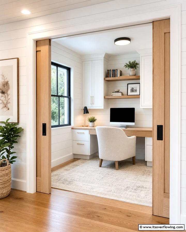 Pocket Doors for Space Efficiency - 20 Home Office Door Ideas for Stylish Workspaces