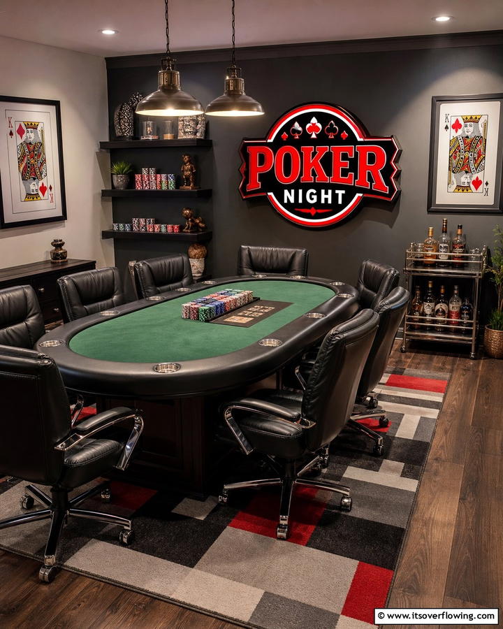 Poker Night Sign - 20 Man Cave Sign Ideas for a Personalized Space