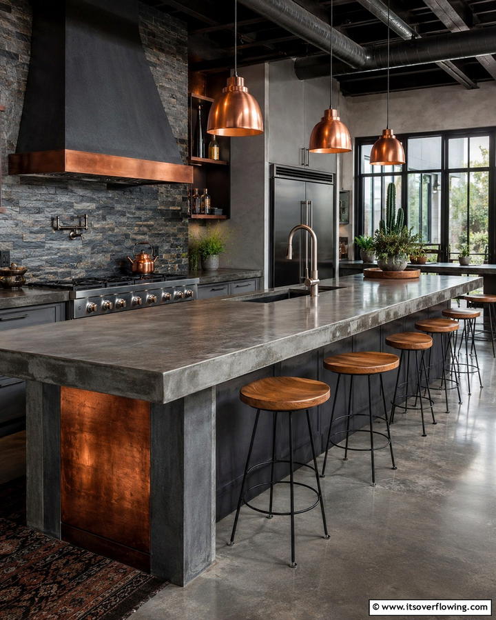 Polished Concrete Countertops - 30 Art Deco Kitchen Ideas for Timeless Elegance