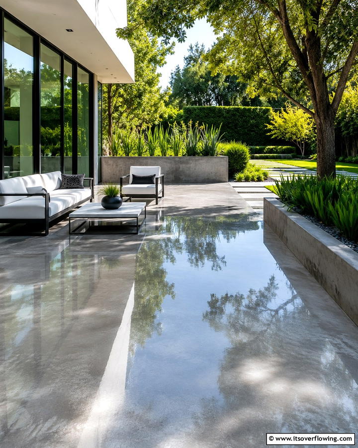 Polished Concrete Deck for a Sleek Finish - 25 Concrete Deck Ideas for a Modern and Durable Outdoor Space
